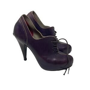 Guillaume Hinfray purple plum ankle heel booties sz 36 US 6